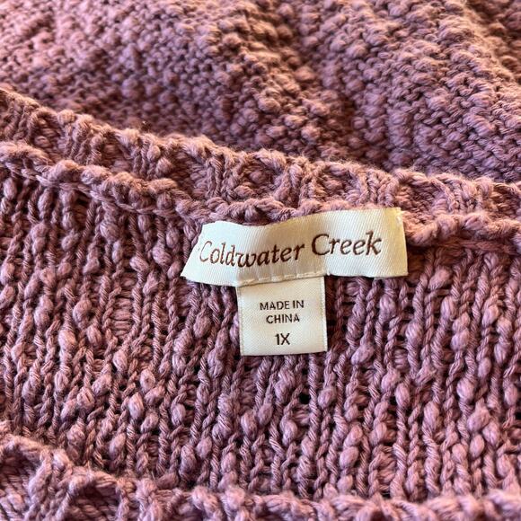 Coldwater Creek Short Sleeve Textured Knit Sweater Top Plus Sz 1X Comfort Mauve - Picture 5 of 7